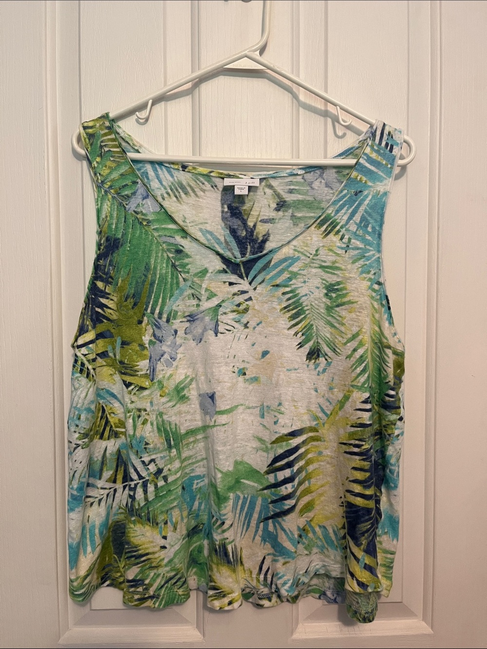 J. Jill Green and Blue Tropical Leaf Tank